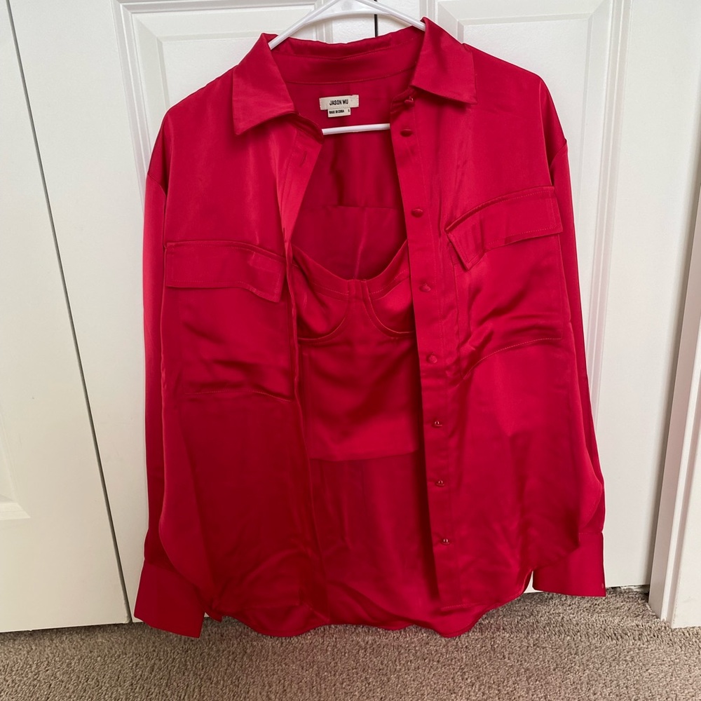2 piece Jason Wu Blouse and Corset Top. Hot Pink Two Piece Top. Women’s Size S